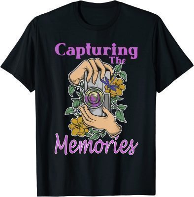 Capture The Memories Photography Camera Flowers & Dragonfly 2023 T-Shirt