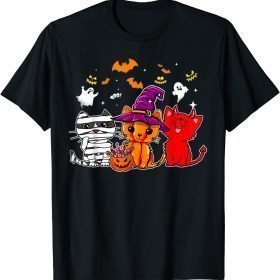 Cat Happy halloween, Cute Mummy Witch Demon Funny T-Shirt