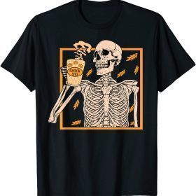 Halloween Skeleton Pumpkin Spice Latte Syrup Creamer Funny T-Shirt