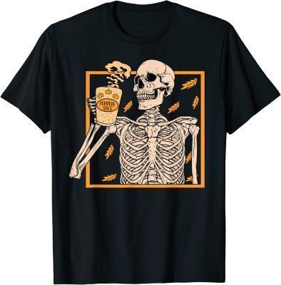 Halloween Skeleton Pumpkin Spice Latte Syrup Creamer Funny T-Shirt