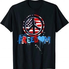 Patriotic Peace Sign USA Flag Freedom Vote Tee Shirt