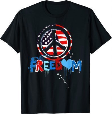 Patriotic Peace Sign USA Flag Freedom Vote Tee Shirt