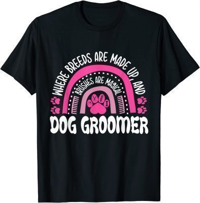 Leopard Rainbow Dog Groomer Pet Grooming Stylist Groomers Tee Shirt