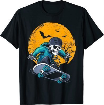 A Skeleton Skateboard Playing Cruiser Skateboard Pumpkins Gift T-Shirt
