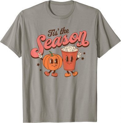 Tis The Season Vintage Retro Style Pumpkin Autumn Fall Latte 2023 T-Shirt