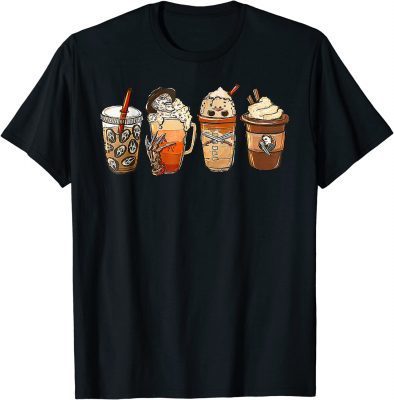 Horror Fall Coffee Pumpkin Spice Latte Iced Autumn Halloween Classic T-Shirt