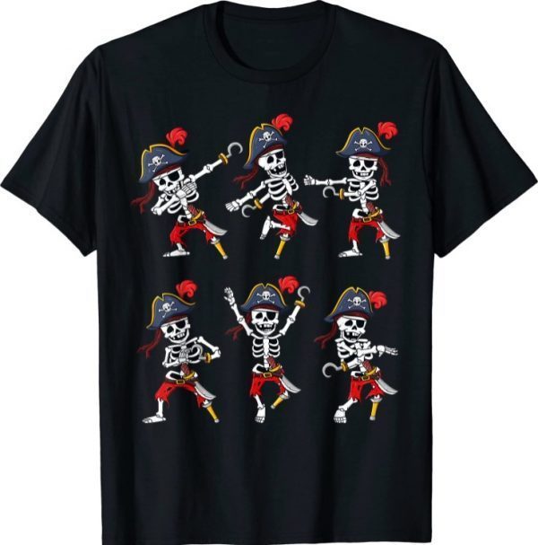 Dancing Pirate Skeletons Dance Challenge Boys Kids Halloween Funny T-Shirt