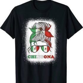 Chingona Girl Mexico Messy Bun Mexican Flag Women Official T-Shirt