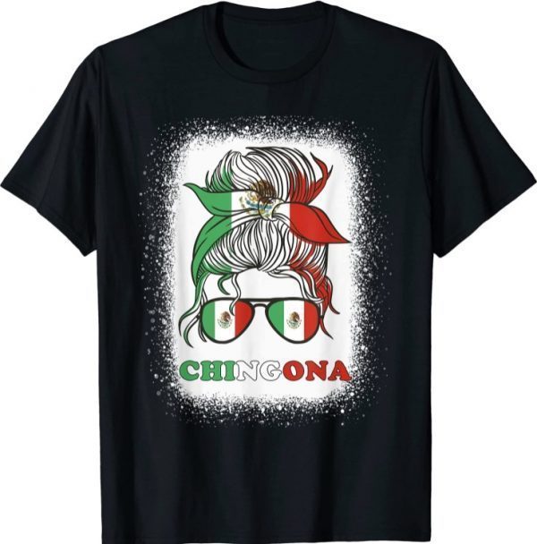 Chingona Girl Mexico Messy Bun Mexican Flag Women Official T-Shirt