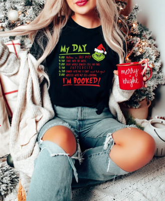 I'm Booked Funny Grinch Christmas Holiday Shirt,Christmas Sweatshirt,Matching Family Christmas Shirt,Funny Christmas Gift,Holiday Outfit