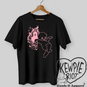 Kewpie Burn It All Down Unisex Black T-Shirt Gildan 64000