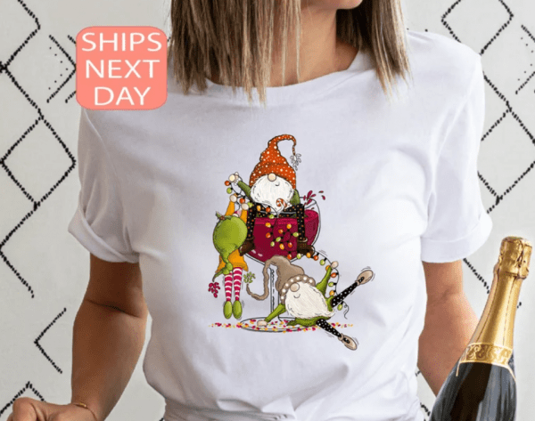 Funny Wine Shirt, Christmas Gnomes Wine Shirt, Gnomes Tee, Holiday Shirt, Christmas Party T-Shirt, Christmas Sweatshirt, Wine Lover Gift