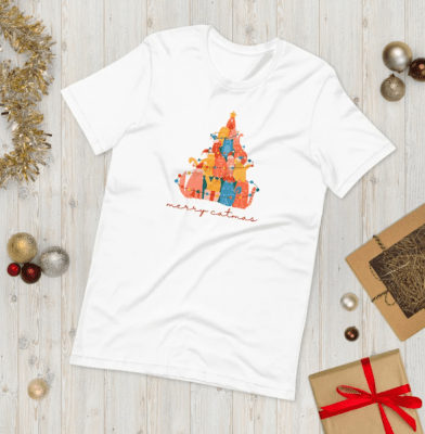 Merry Catmas Short-Sleeve Unisex T-Shirt, Christmas Holiday Shirt, Matching Family Shirt, Christmas Gift Ideas, Cat Christmas Shirt