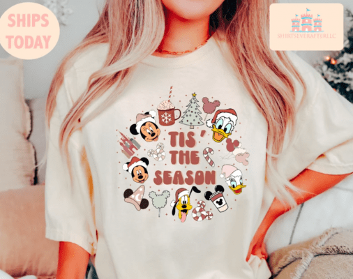 Vintage Mickey And Friend Christmas Shirt,Tis the season Shirt,Disney Christmas Shirt,Disney Trip Shirt,Disney Family Christmas Shirt