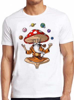 Magic Mushroom Buddha T Shirt Yoga Planets Solar Cool Top Gift Tee 425