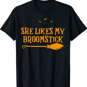 He Likes My Pumpkins She Likes My Broomstick Halloween Tee Shirt