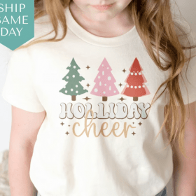 Holiday Cheer Toddler Shirt •Retro Christmas Shirt for Kids •Toddler Chirstmas T-Shirt •Cute Holiday Gift for Toddler •(ON-CHR87)