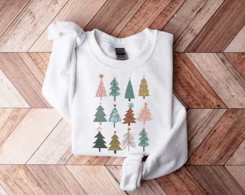 Boho Christmas Trees Shirt, Christmas Sweatshirt, Christmas Shirt, Christmas Shirts For Women, Christmas Gifts, cute Christmas sweatshirts
