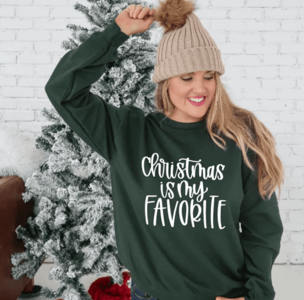 Christmas is my Favorite, Christmas sweatshirt, Unisex, Cute Winter Holiday Christmas Tee T-Shirt Graphic Tee Plus Size 3XL Avail