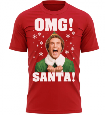 OMG SANTA! Buddy Elf Christmas T-Shirt Xmas Tee Shirt Gift Present