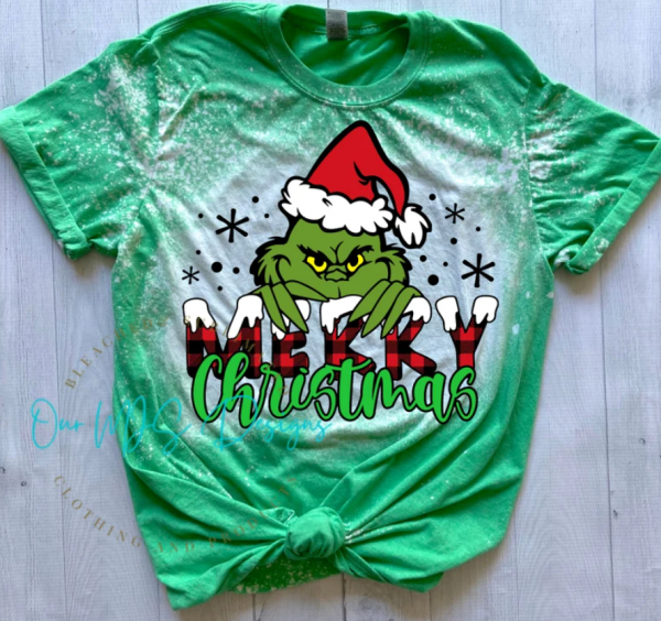 Merry Christmas - Love Grinch- Bleached Sublimated Tee Shirt