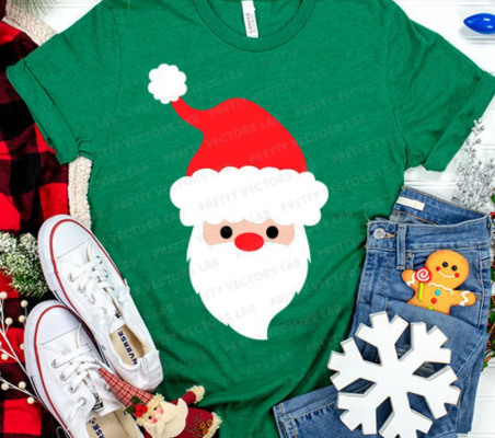 Santa Face Svg, Christmas Svg, Santa Cut Files, Christmas Svg, Dxf, Eps, Png, Kids Shirt Design, Baby Svg, Winter Clipart, Silhouette Cricut