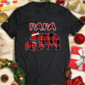 Red Plaid Papa Bear Matching Buffalo T-shirt