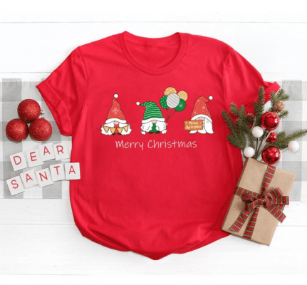 Cute Christmas Gnomes Balloons Graphic Tees for Kids, Bulk Christmas Gifts, Christmas Gnomes Gifts for Kids, Matching Family Shirts
