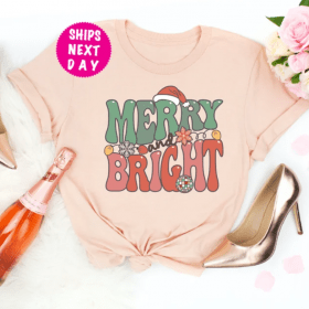 Merry And Bright Shirt, Christmas Shirt, Women's Christmas Sweatshirt, Merry Christmas, Christmas Party Tee, Christmas Gift, Christmas Tee