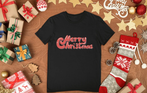 Merry Christmas Bubble Letters Shirt, Christmas Shirt, Xmas Tee, Holiday TShirt, Christmas Family Shirt, Christmas Gift, Holiday Gift