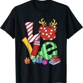 Love Teacher Math Christmas Teacher Life Matching Pajamas Funny T-Shirt