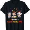 Vintage Happy HalloThanksMas Santa Cow Halloween Thanksgiving T-Shirt