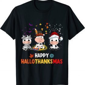 Vintage Happy HalloThanksMas Santa Cow Halloween Thanksgiving T-Shirt