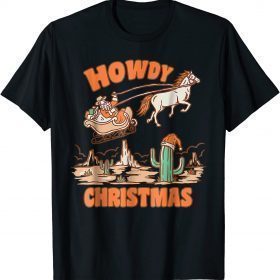 Howdy Christmas Santa Hat Retro Western Funny Family Pajama 2023 T-Shirt