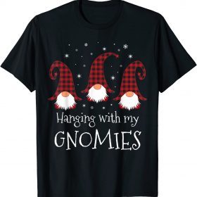 Hanging With My Gnomies Plaid Garden Christmas Gnome Tee Shirt