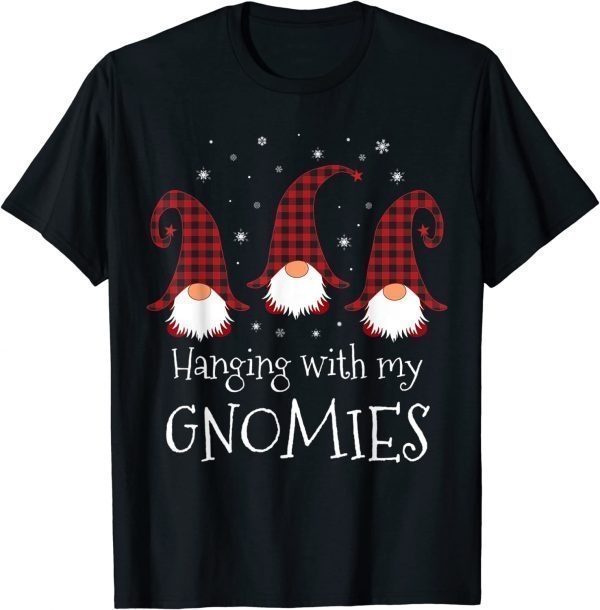 Hanging With My Gnomies Plaid Garden Christmas Gnome Tee Shirt