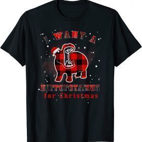 I Want A Hippopotamus For Christmas Plaid Hippo Pajamas Xmas Classic T-Shirt