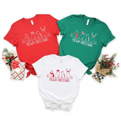 Meowy Christmas Shirt | Cat lover Shirt | Animal Lover Shirt | Cat Shirt | Christmas Shirt | Holiday shirt | Cute Christmas Shirt