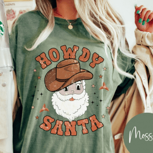 Retro Christmas, Comfort Colors Shirt, Howdy Santa ,Western Shirt ,Vintage Santa ,Christmas tshirt , cowboy Christmas Shirt, Ps Design Co
