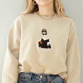 Audrey Hepburn “Breakfast at Tiffany’s” Embroidered Crewneck