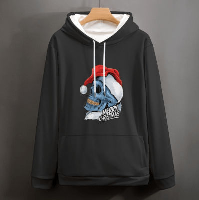 Santa Claus Skull Sweatshirt, 12 Colors Merry Christmas Shirt , Double-side Printed Hoodie , Xmas Christmas Apparel , S -3XL