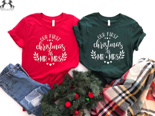 Our First Christmas Shirt, Our First Christmas as Mr. and Mrs. Shirt, Christmas Couple Shirt, Christmas Matching Shirt, Best Match Couple
