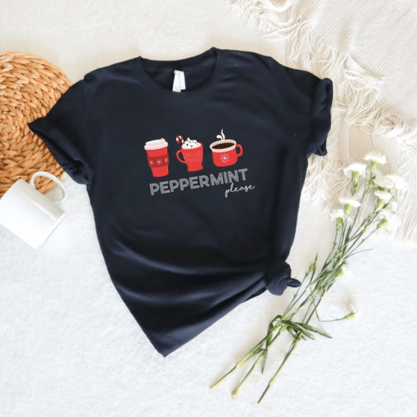 Christmas Coffee Shirt, Peppermint Iced Latte Snowmen Sweets Snow Warm Cozy Winter Women Shirt, Christmas Latte Shirt, Christmas pepper Tee