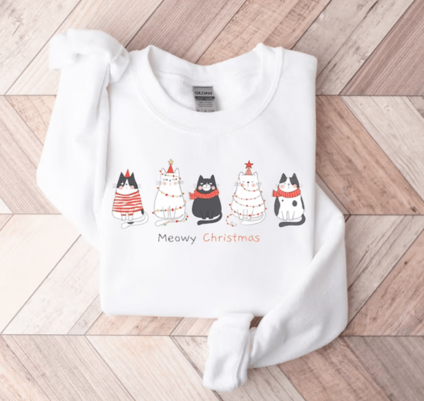 Meowy Christmas Sweatshirt,Happy Cat Year Shirt,Funny Christmas Cat Shirt,Cat Christmas Sweatshirt,Cats Sweatshirt,Cat Lover Christmas Shirt