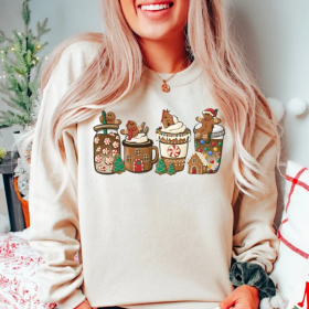Gingerbread Christmas Coffee Shirt, Christmas coffee Sweatshirt, Coffee Lover gift, Latte drink Crewneck, women Holiday sweater, Xmas Tee