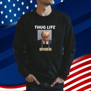 Thug Life Trump Mugshot, Gangsta Gold Chain Bling Drip Trump Tee Shirt