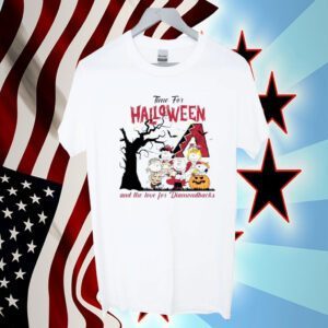 Peanuts Time For Halloween And The Love For Arizona Diamondbacks Logo Tee Shirt
