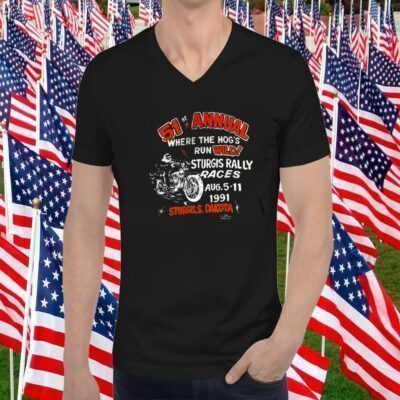 The 51st Annual Where The Hog’s Run Wild Sturgis Rally Races 1991 Retro Shirt