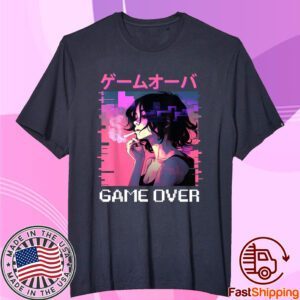Japanese Vaporwave Sad Anime Girl Game Over Indie Aesthetic Tee Shirt