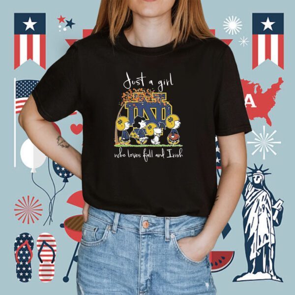 Just A Girl Who Loves Fall And Irish Peanuts Characters Snoopy Shirt